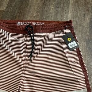 New Body Glove Brown and White Striped Boardshorts